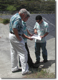 Staff conducting drought assessment at the Waimanalo Research Station, Oahu, Hawaii. 